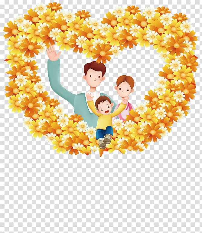 , Daisy family portrait painted heart-shaped pattern transparent background PNG clipart