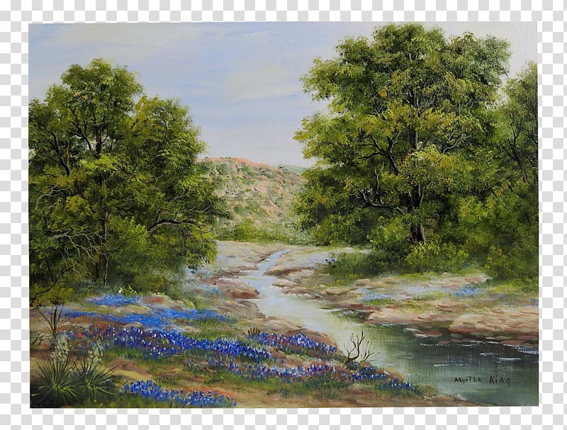 Texas bluebonnet Landscape painting Texas bluebonnet, painting transparent background PNG clipart