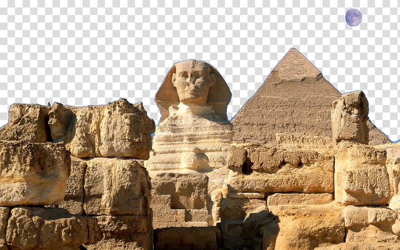 Egyptian Sphinx statue, Great Sphinx of Giza Pyramid of Menkaure Great Pyramid of Giza Pyramid of Khafre Egyptian pyramids, Egyptian pharaohs and pyramids transparent background PNG clipart