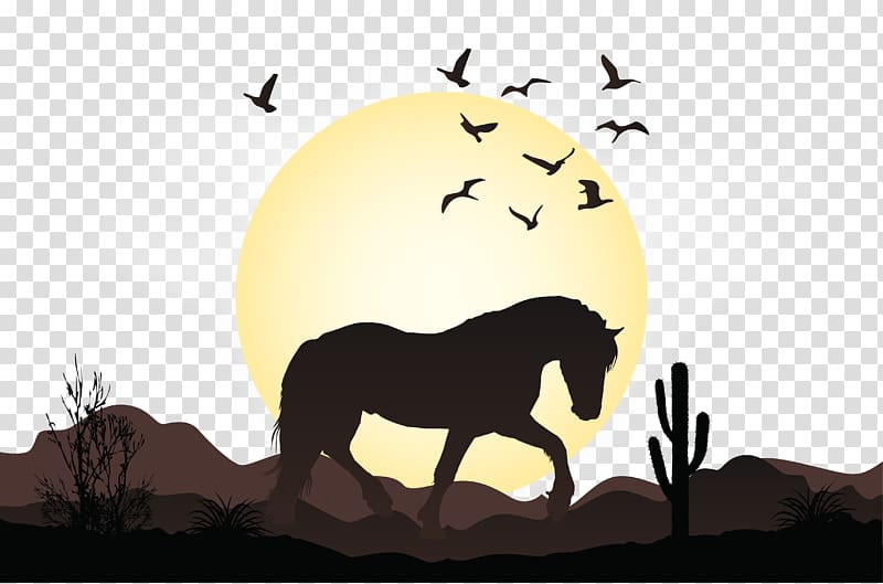 Mustang Pony Wild horse Illustration, Mustang illustration scene transparent background PNG clipart