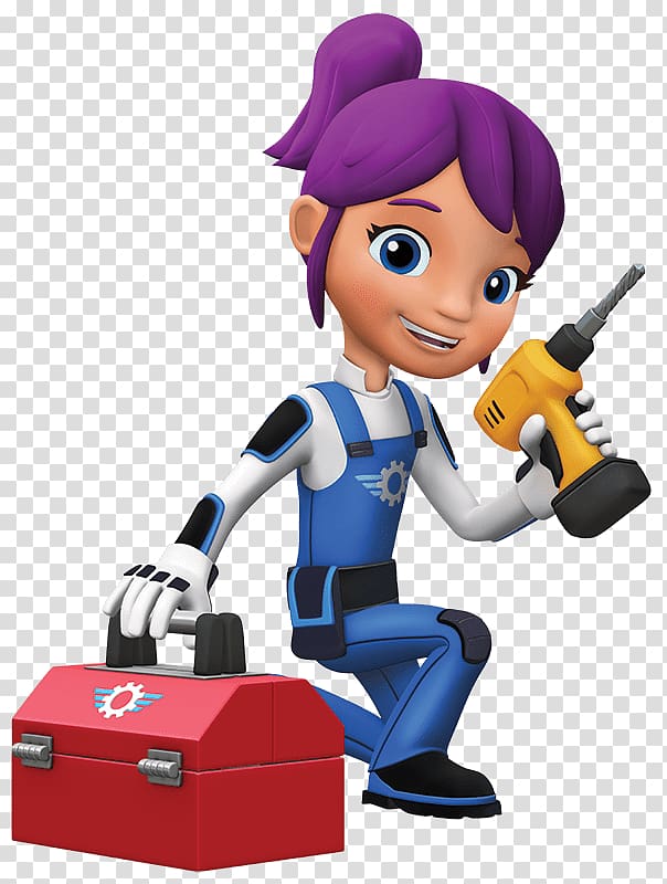 purple-haired female character holding power tool , Blaze and the Monster Machines Gabby With Toolbox transparent background PNG clipart