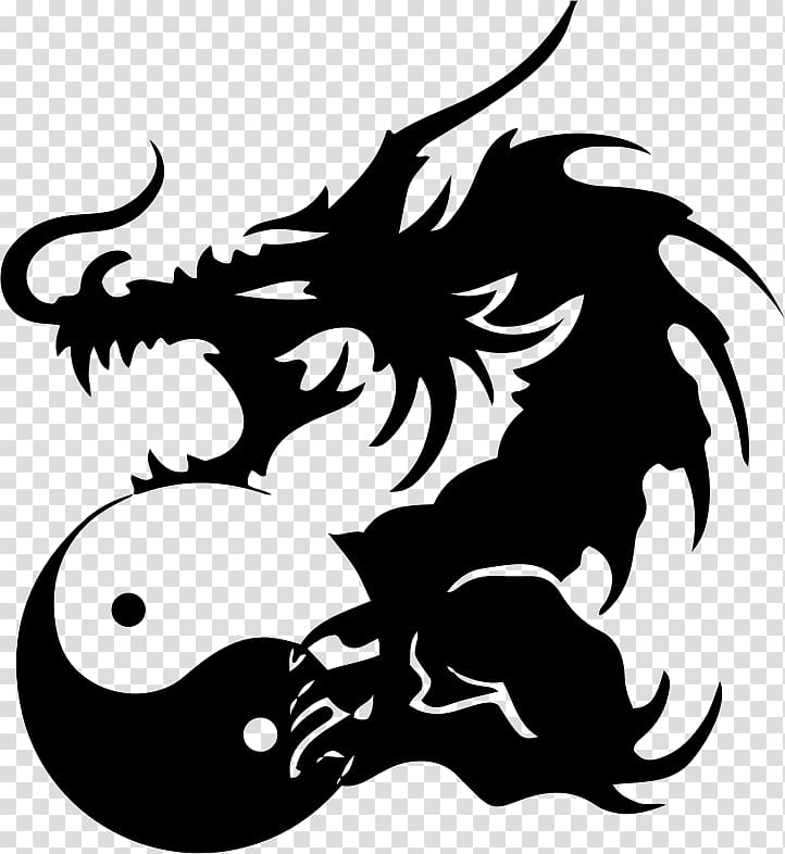 Yin and yang Chinese dragon Legendary creature Decal, dragon transparent background PNG clipart