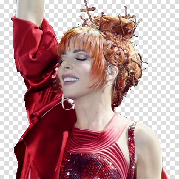 Mylène Farmer Red hair Hit single Long hair Wig, Mxylene transparent background PNG clipart