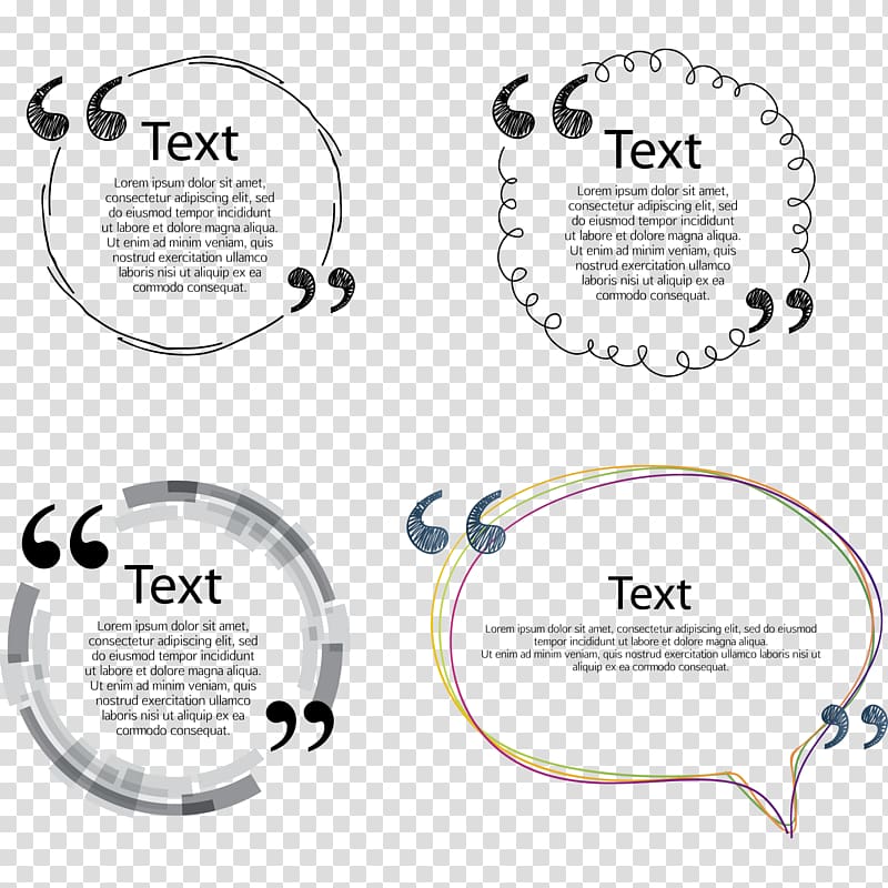 four text templates, Text, Text Border material transparent background PNG clipart