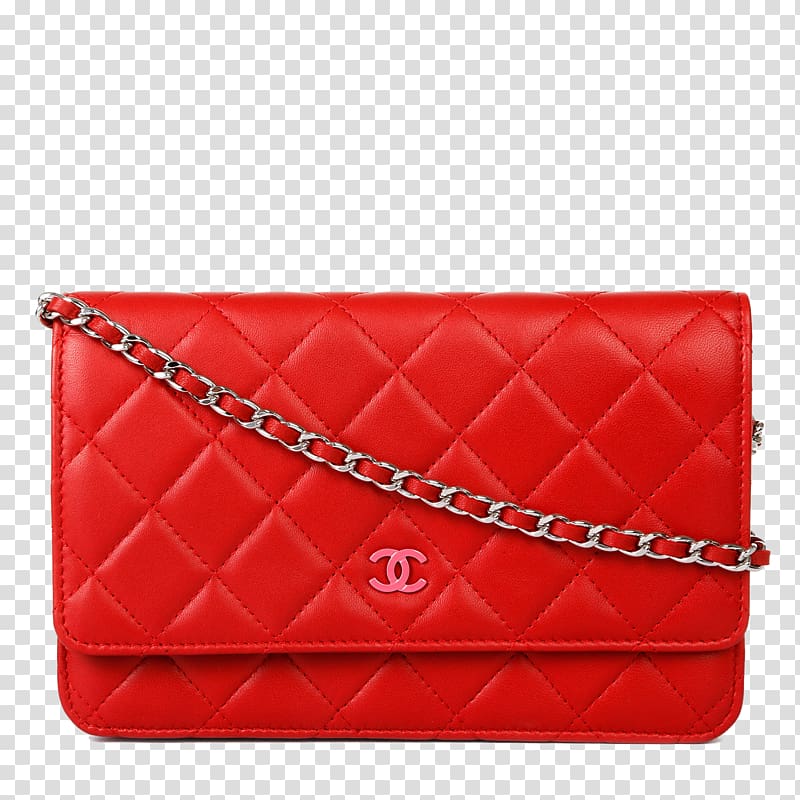Chanel Handbag Leather, Red leather Chanel bag transparent background PNG clipart
