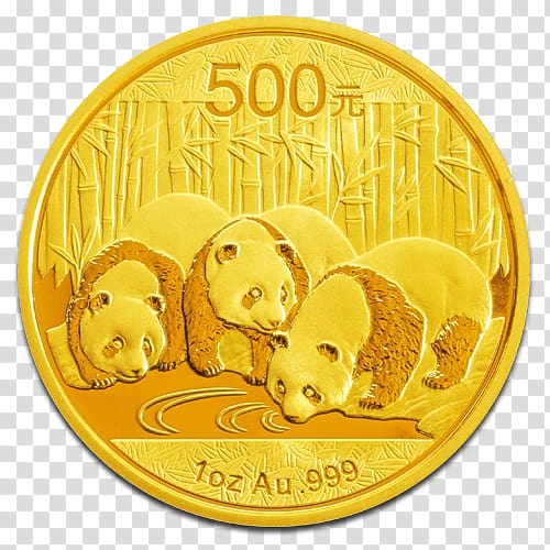 Giant panda Chinese Gold Panda Gold coin Bullion coin, Coin transparent background PNG clipart