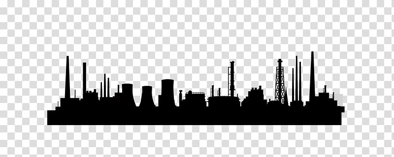 black buildings illustration, Factory Silhouette Skyline, black city coal factory silhouette transparent background PNG clipart