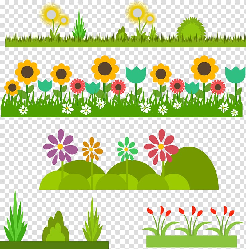 Flowers and grass base transparent background PNG clipart