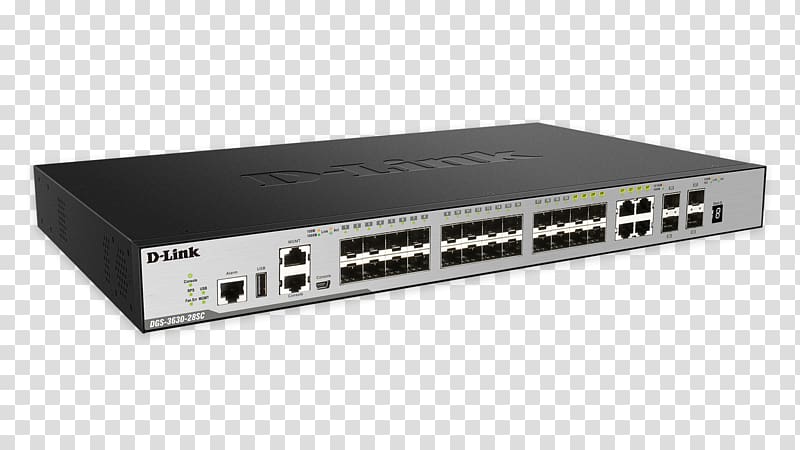 Stackable switch Gigabit Ethernet Small form-factor pluggable transceiver Network switch D-Link, switch transparent background PNG clipart