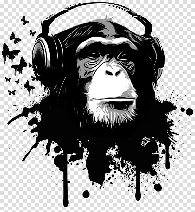 Chimpanzee Artist Printmaking Graphic arts, monkey transparent background PNG clipart