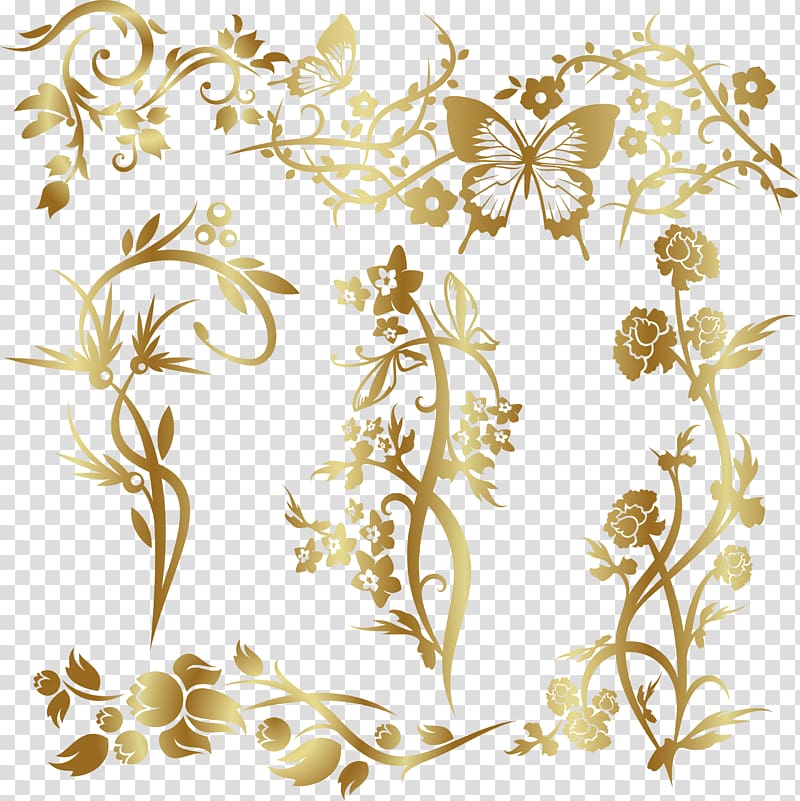 Wedding invitation Paper Prom Party Floral design, GOLD LINE transparent background PNG clipart