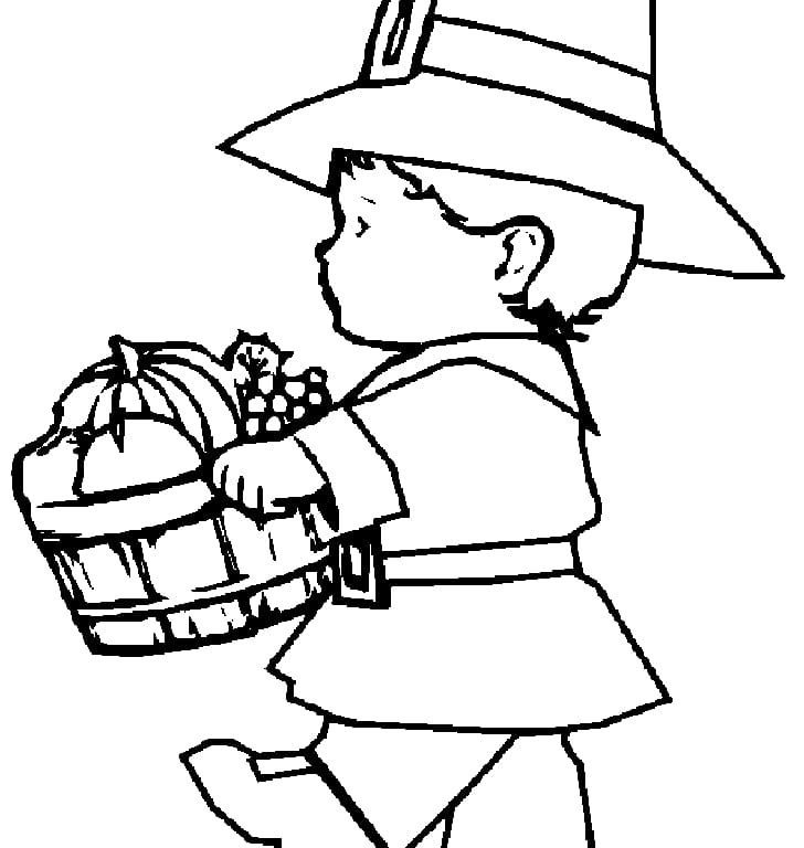 Coloring book Pilgrims Thanksgiving Boy, Disney Thanksgiving transparent background PNG clipart