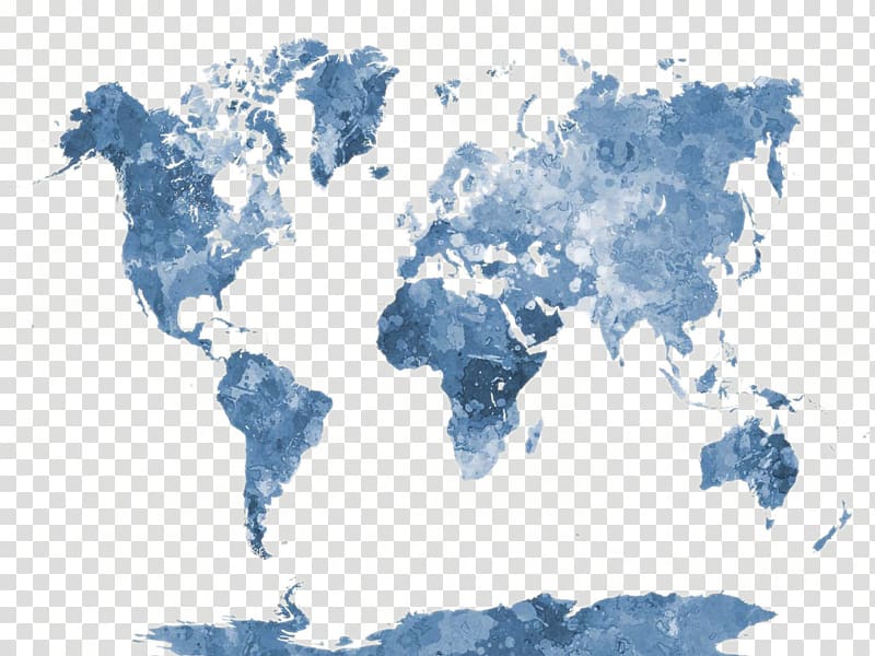 gray map illustration, World map Watercolor painting AllPosters.com, Beautiful watercolor world map design transparent background PNG clipart