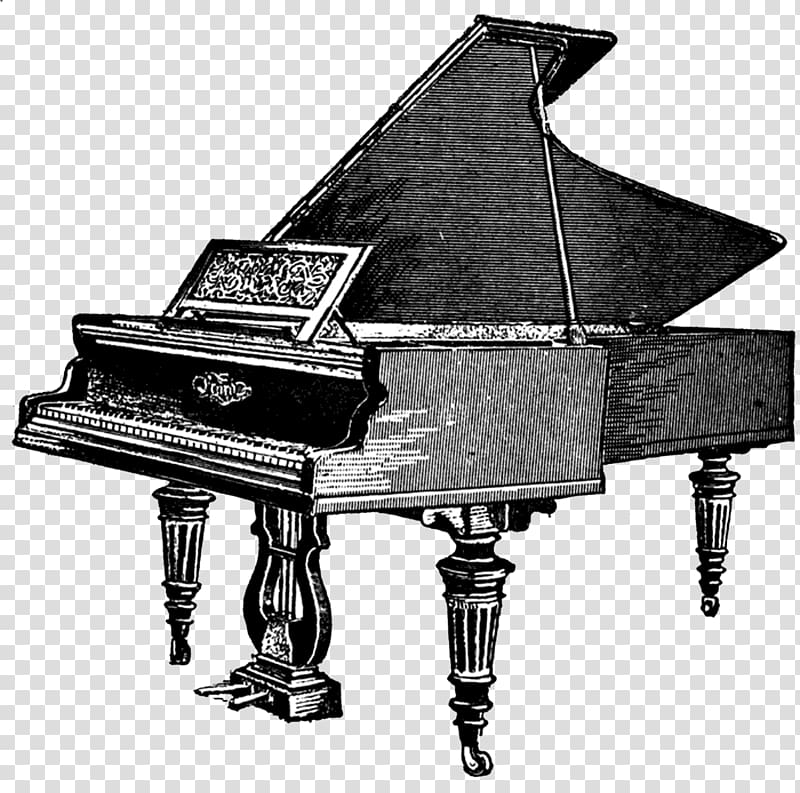 black grand piano drawing, Antique Piano transparent background PNG clipart