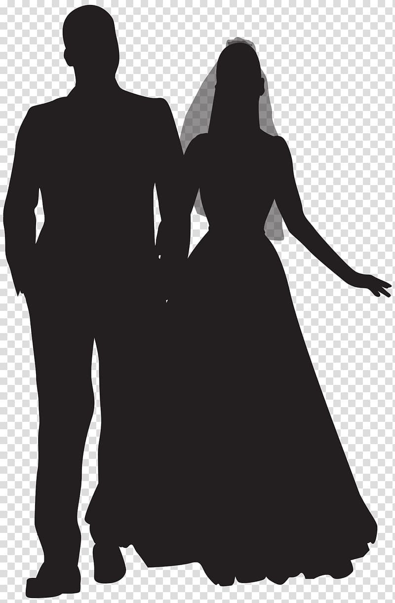 silhouette of groom and bride illustration, Wedding couple , Wedding Couple Silhouette transparent background PNG clipart
