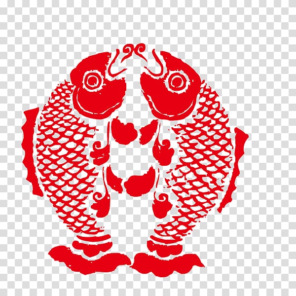 China Chinese New Year Papercutting, Chinese New Year,Fish every year,blessing transparent background PNG clipart