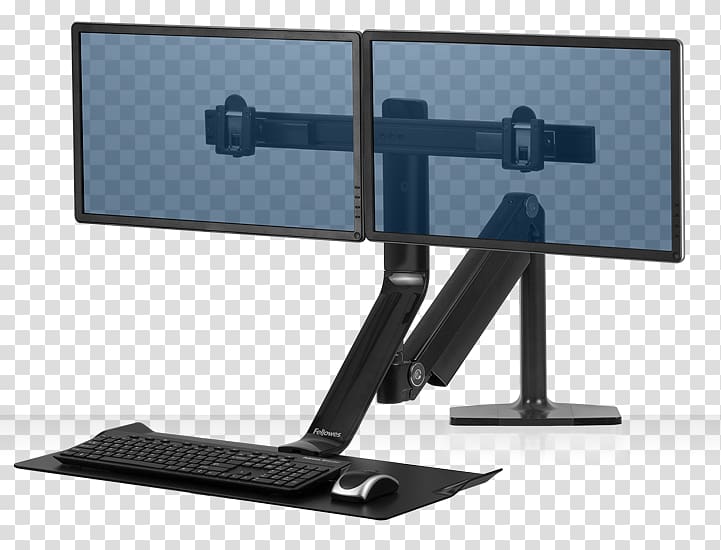 Sit-stand desk Multi-monitor Computer Monitors Workstation, others transparent background PNG clipart