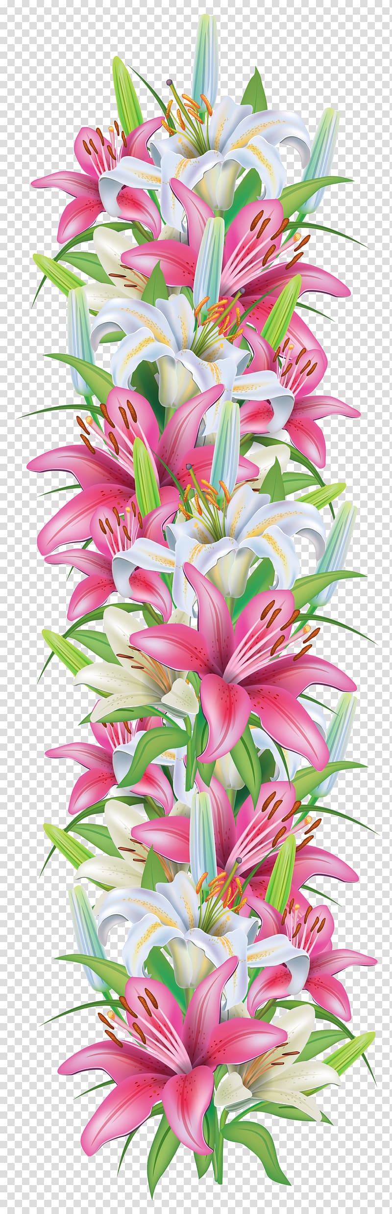 white and pink lily flowers , Paper Decoupage Watercolor painting , flower tropical transparent background PNG clipart