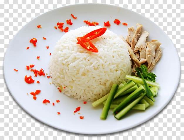 Hainanese chicken rice Cooked rice Jasmine rice White rice Basmati, rice transparent background PNG clipart