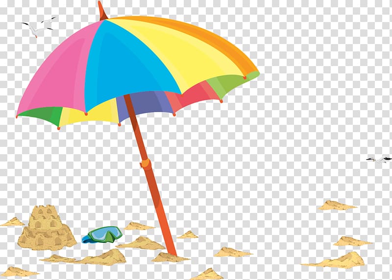 multicolored beach umbrella , Beach Umbrella Illustration, Hand-painted umbrellas transparent background PNG clipart