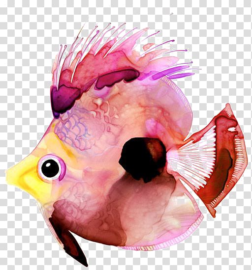 pink and red fish illustration, Watercolor painting Paper Fish Art, fish transparent background PNG clipart