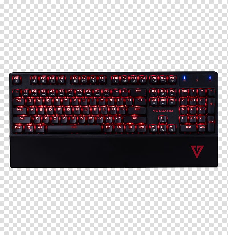 Computer keyboard MODECOM Volcano Gamer Mechanical Gaming Keyboard Black MODECOM ModeCom Volcano Hammer US Gaming keypad, keyboard transparent background PNG clipart