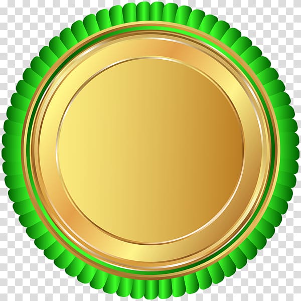 Green Seal Label , gold badge transparent background PNG clipart