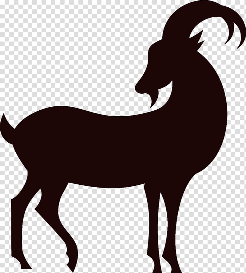 black ram sticker art, Goat Sheep Silhouette Chinese zodiac, Goat silhouette transparent background PNG clipart