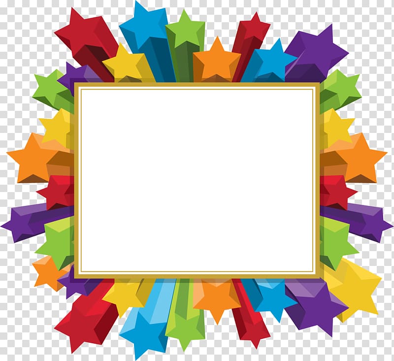 three-dimensional five-pointed star frame material transparent background PNG clipart