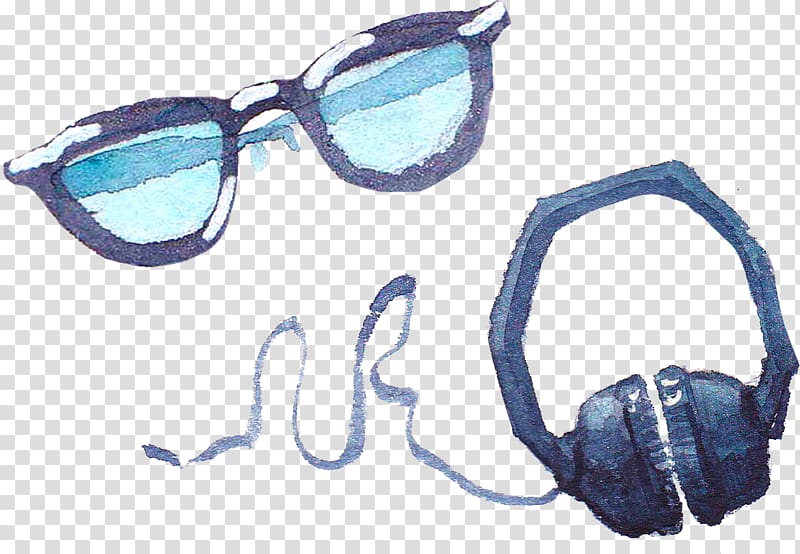 Watercolor Color Goggles Sunglasses Watercolor painting, Glasses and headphones transparent background PNG clipart