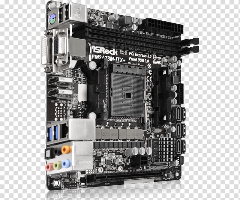 Motherboard Computer hardware Mini-ITX ASRock FM2A88X-ITX+ CPU socket, Computer transparent background PNG clipart