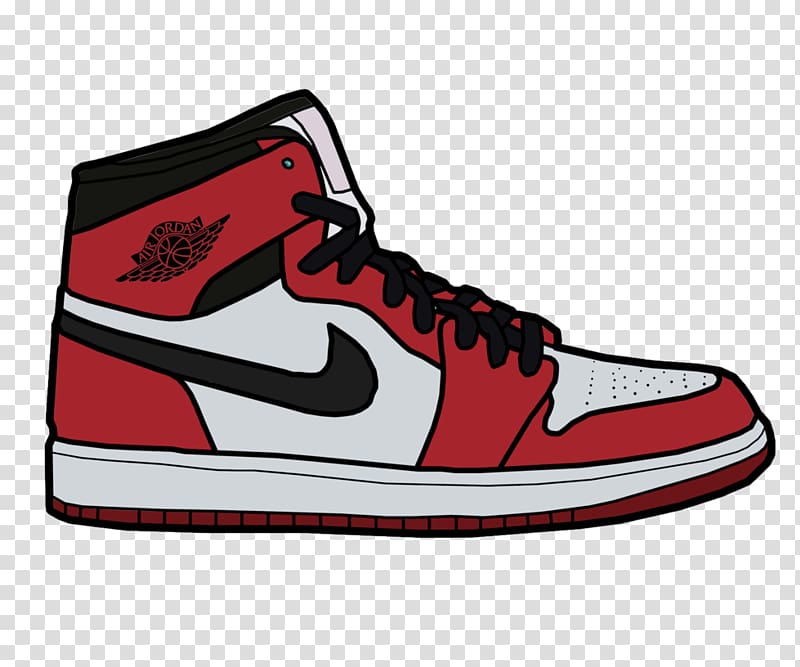 white and red Air Jordan 1 shoe illustration, Jumpman Air Jordan Drawing Shoe Sneakers, running shoes transparent background PNG clipart