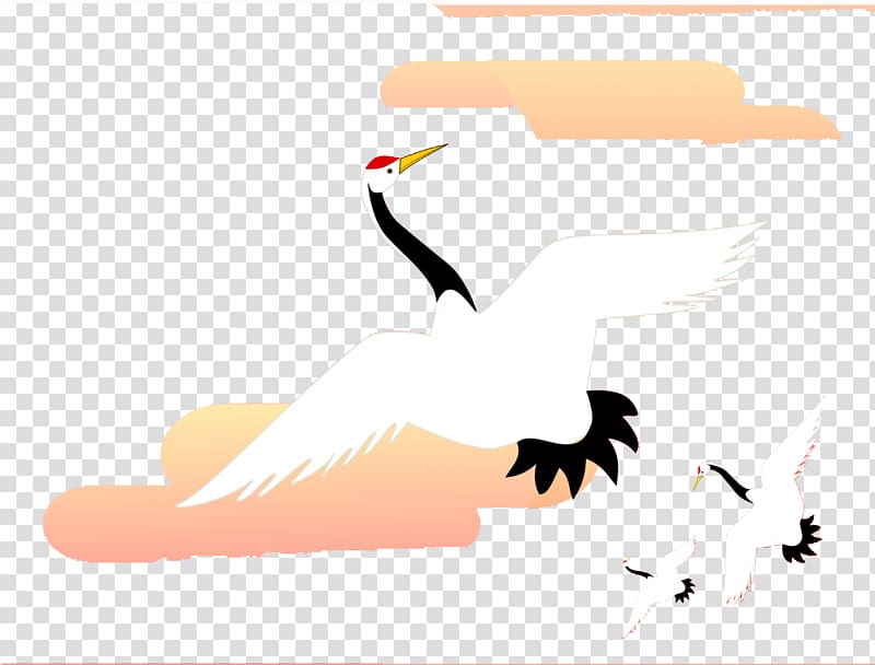 Red-crowned crane Bird , Crane cartoon clouds creative transparent background PNG clipart