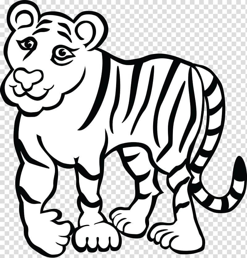 Coloring book Bengal tiger Adult Siberian Tiger, fierce transparent background PNG clipart