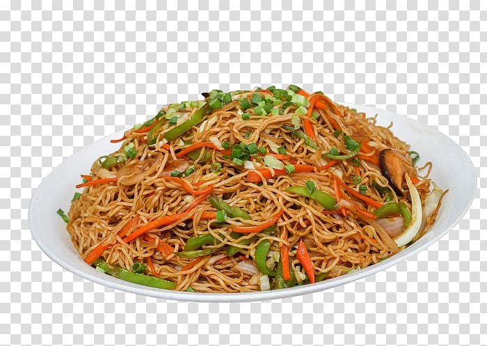 cooked food, Chow mein Lo mein Singapore-style noodles Pancit Fried noodles, Congxiang double pepper face transparent background PNG clipart