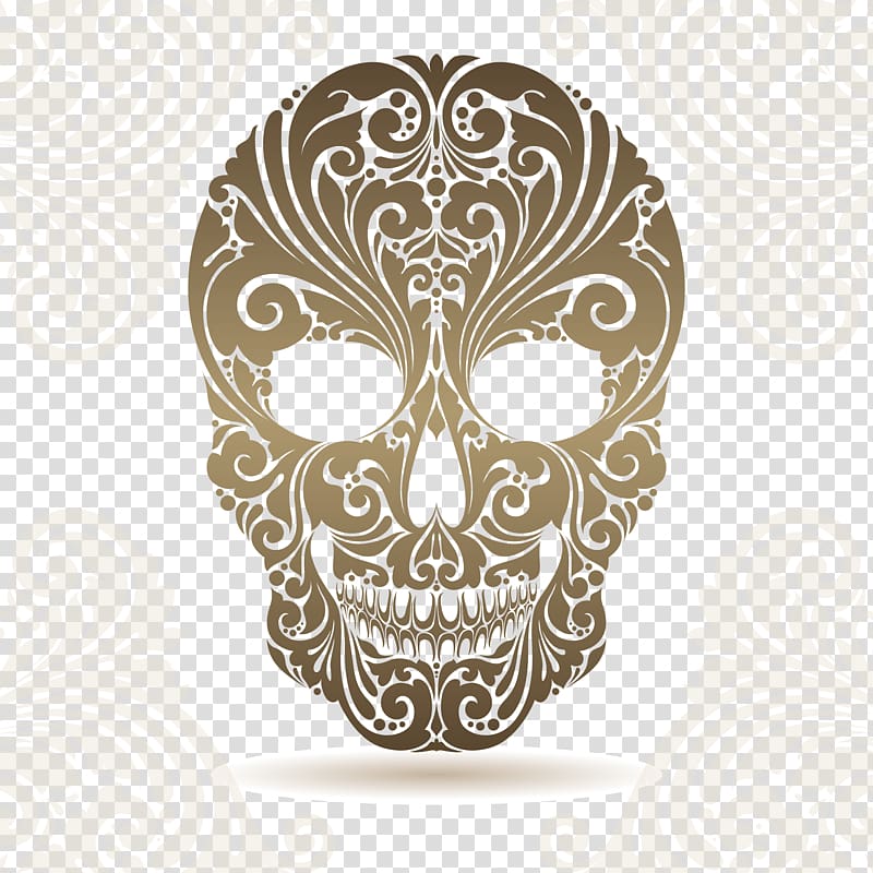 Skull Ornament Illustration, Decorative skeleton luminescent material transparent background PNG clipart