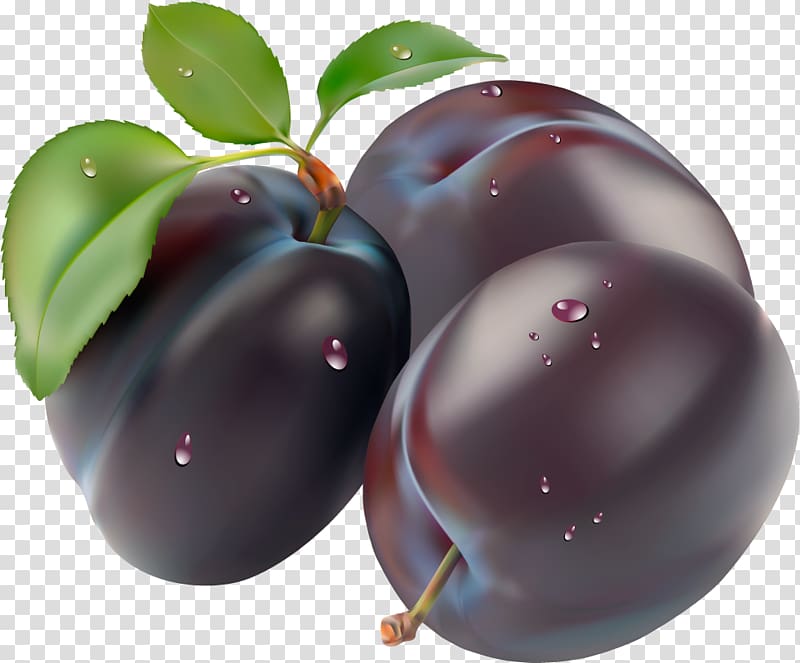 three black peach fruits , Prune Cherry Plum Apple Superfood, Plum transparent background PNG clipart