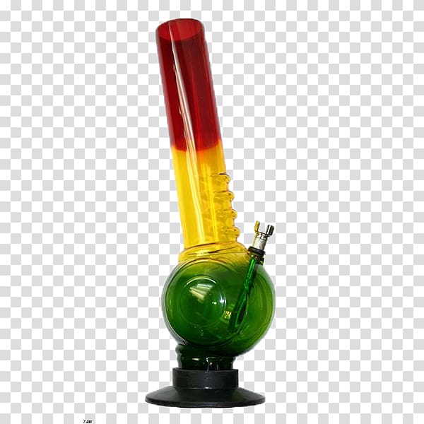 green, yellow, and red glass water bong, Bong Cannabis smoking Smoking pipe, cannabis transparent background PNG clipart
