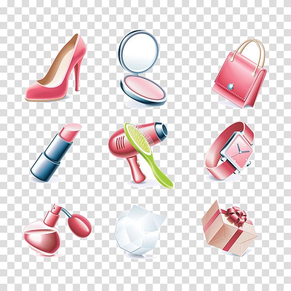 Cosmetics Euclidean Icon, Women dress up items transparent background PNG clipart