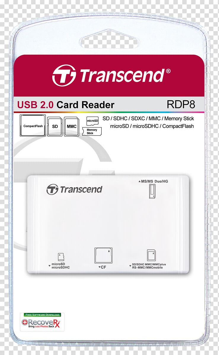 External memory card reader USB 3.0 Transcend Transcend Information Memory Card Readers, Memory Card Reader transparent background PNG clipart