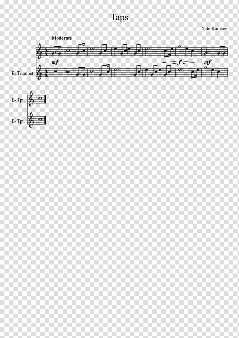 Taps Trumpet Sheet Music Document, the instructor trained with trumpets transparent background PNG clipart