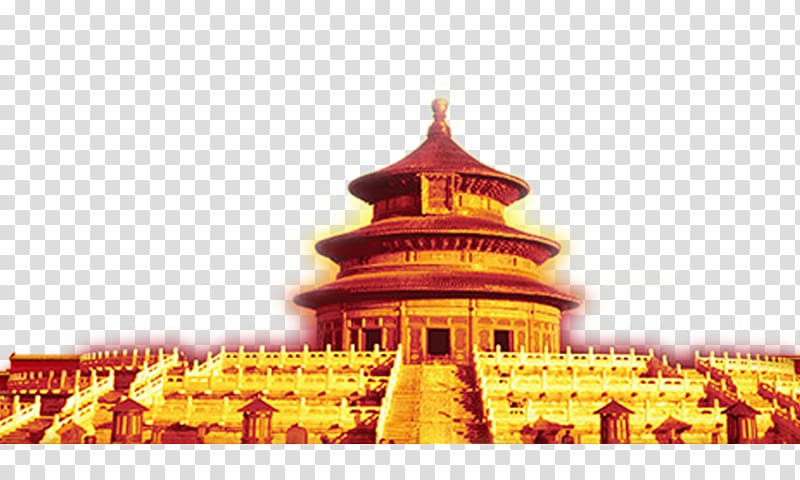 Summer Palace Temple of Heaven Forbidden City Great Wall of China Mutianyu, Temple of Heaven,building,Golden sheen transparent background PNG clipart