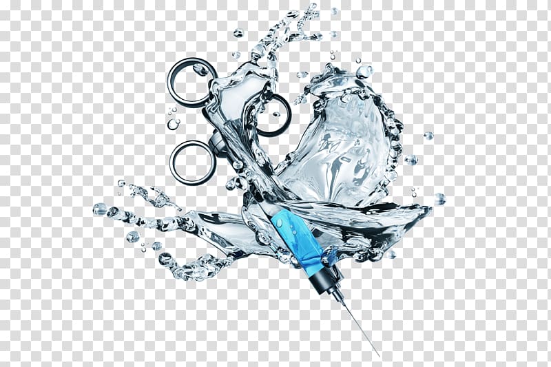 Syringe Hypodermic needle Injection, Water effects syringe transparent background PNG clipart