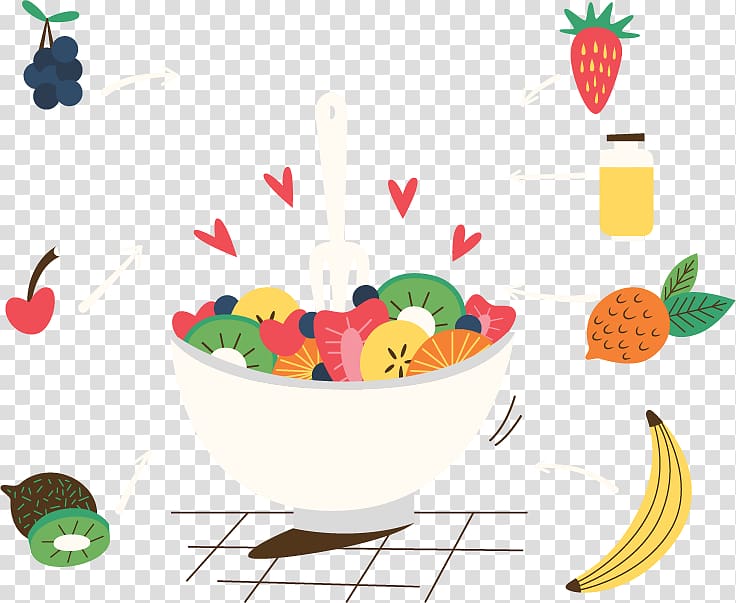 Fruit salad Kiwifruit Vegetable, Cartoon Delicious fruit salad transparent background PNG clipart