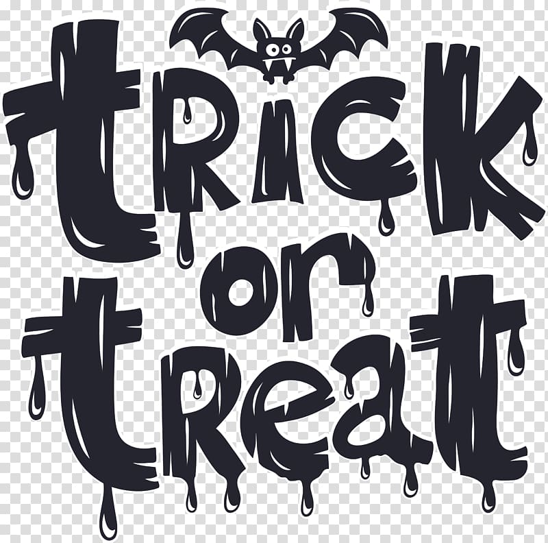 black trick or treat text, Halloween Euclidean , English Halloween art words transparent background PNG clipart