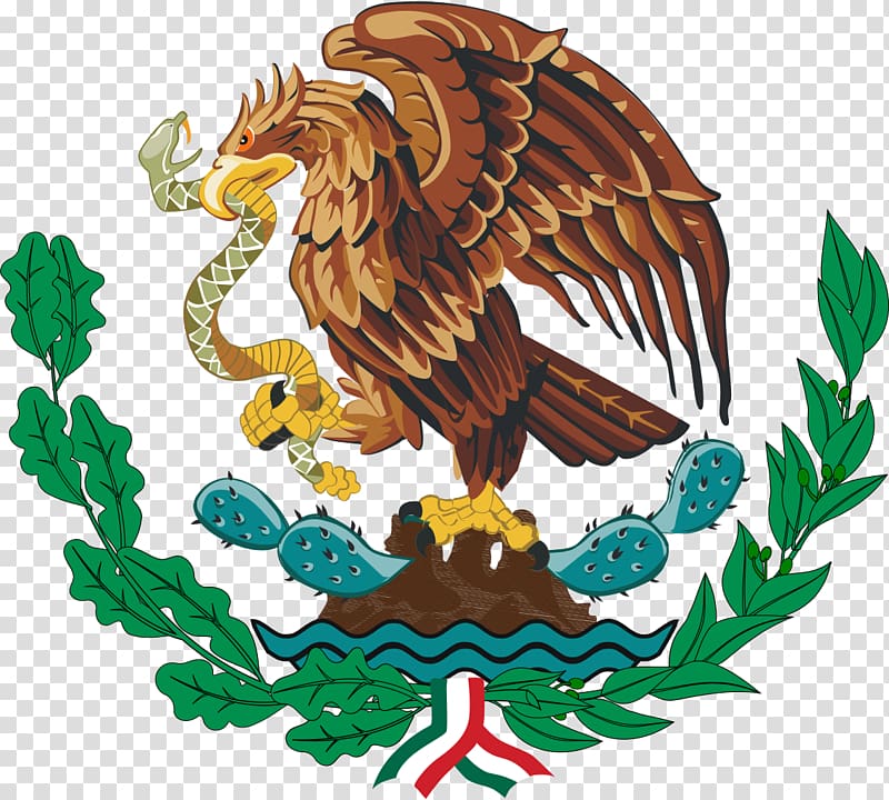 brown bird biting green snake illustration, Coat of arms of Mexico Tenochtitlan Aztec Empire New Spain, mexico transparent background PNG clipart