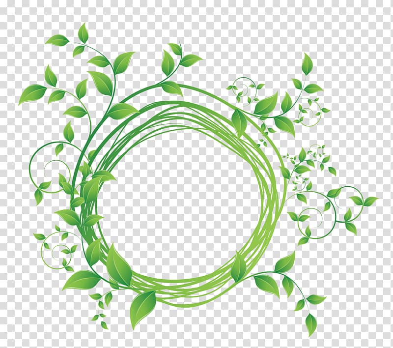 , Green leaf round frame diagram, green plant illustration transparent background PNG clipart