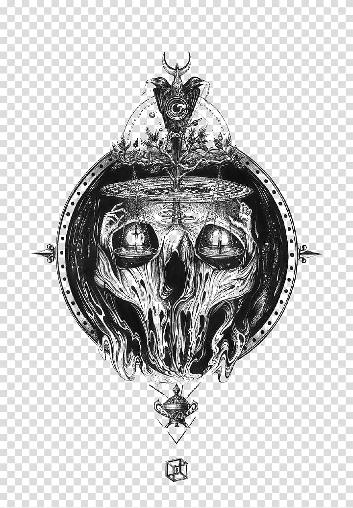 white and brown skull , Skull T-shirt Black and white, Skull transparent background PNG clipart