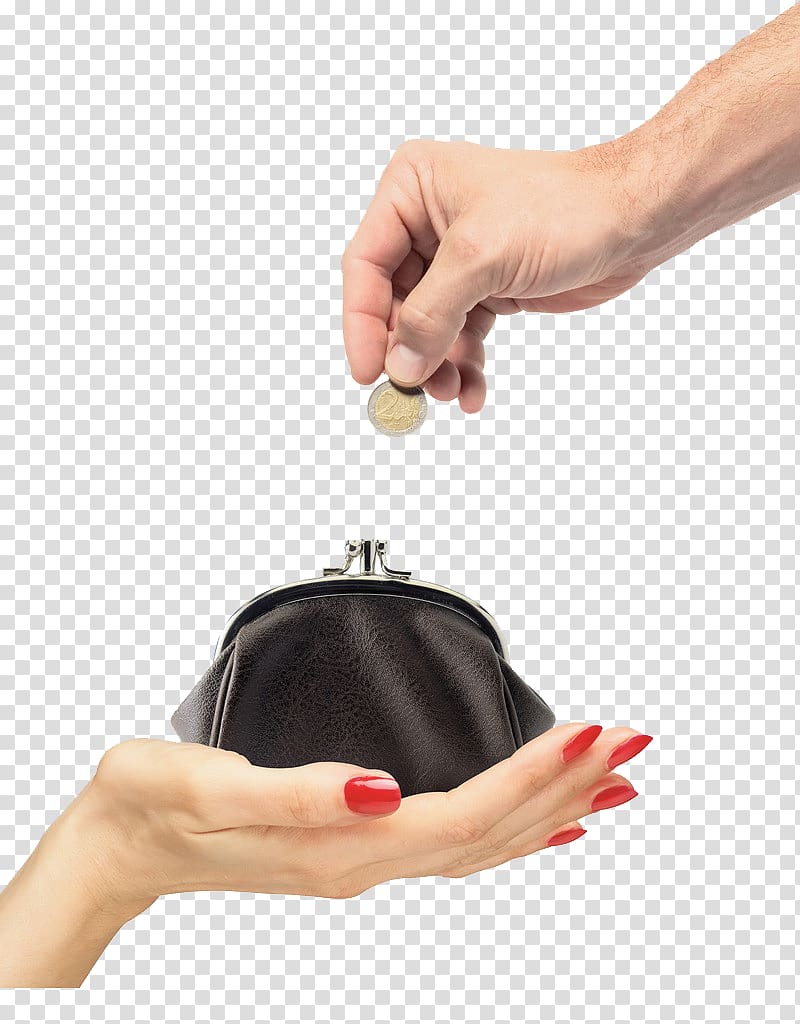 Hand Plant Coin Woman, To put coins in wallet transparent background PNG clipart