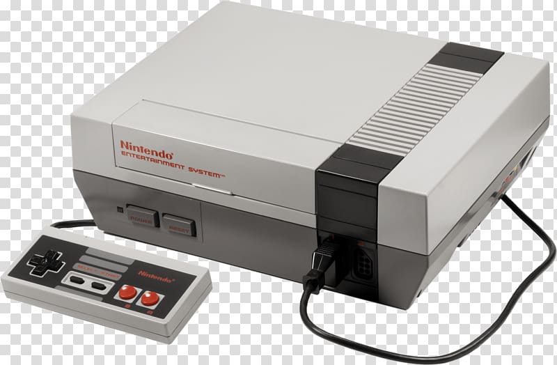 NES and corded controller, Vintage Nintendo Entertainment System transparent background PNG clipart